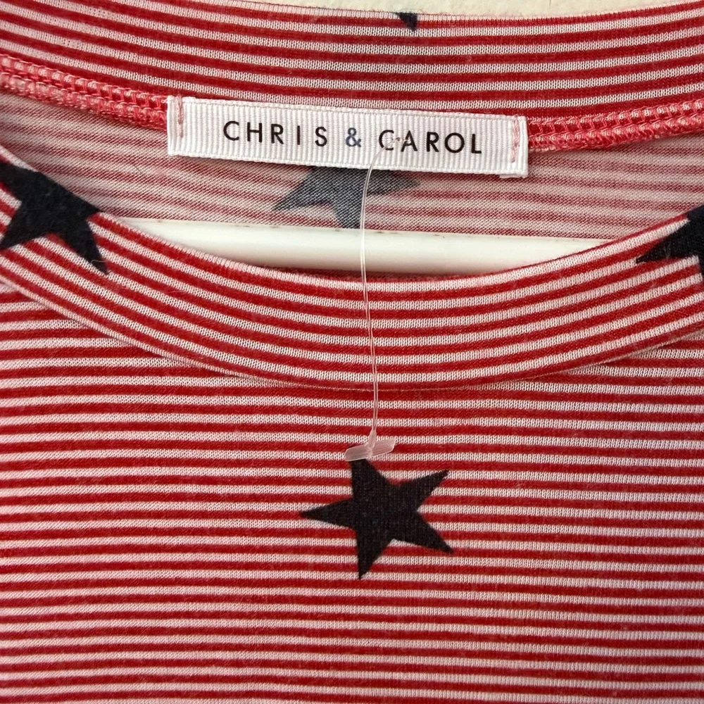 Red White and Blue Star Print Women's Top - Picture 3 of 3